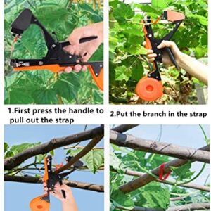 ZFYOUNG Plant Tying Machine Taper Tool Garden Plant Tape Tool for Grapes, Raspberries, Tomatoes and Vining Vegetables, Comes with 21Rolls of Tapes and 1 Box of Staple (red)