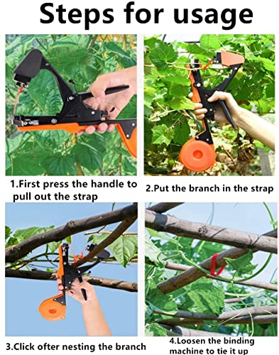 ZFYOUNG Plant Tying Machine Taper Tool Garden Plant Tape Tool for Grapes, Raspberries, Tomatoes and Vining Vegetables, Comes with 21Rolls of Tapes and 1 Box of Staple (red)