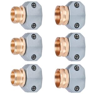 garden hose repair fitting, 3 sets aluminum mender female and male hose connector, fit 5/8-inch and 3/4-inch garden hose