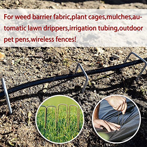 6 Inch Garden Stakes Galvanized Landscape Staples, U-Type Turf Staples for Artificial Grass, Rust Proof Sod Pins Stakes for Securing (100)