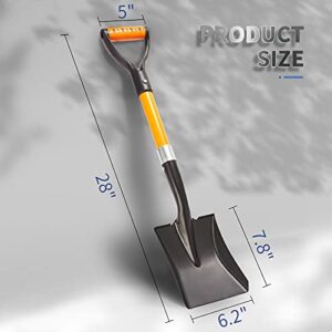Dikuyeel Shovel for Digging, 28 Inches Garden Shovel with D-Grip, Metal Small Shovel for Gardening, Square Garden Shovel for Digging, Fiberglass Handle