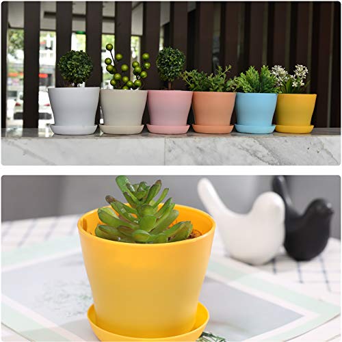 JERIA 16-Pack 4" Plastic Flower Plant Pots Thickened Seedlings Nursery Pots, Colorful Flower Plant Container Seed Starting Pots with Pallet (8 Colors)