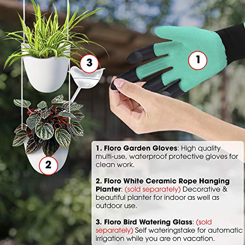 Floro Garden Gloves with Claws, Chicken Coop Cleaning, for Digging, Pruning & Poking, All in One Gardening Tool, Durable Hand Protectors, handwear for Gardeners & DIY Hobbyists