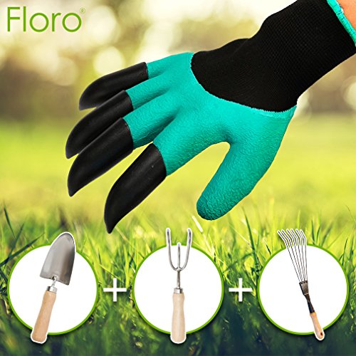 Floro Garden Gloves with Claws, Chicken Coop Cleaning, for Digging, Pruning & Poking, All in One Gardening Tool, Durable Hand Protectors, handwear for Gardeners & DIY Hobbyists