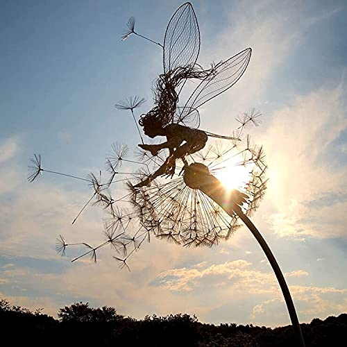 THEKONG Fairy Dandelion Sculptures Fairy Dandelion Sculptures Garden Stakes Dramatic Fairy Sculptures Dancing