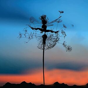 THEKONG Fairy Dandelion Sculptures Fairy Dandelion Sculptures Garden Stakes Dramatic Fairy Sculptures Dancing