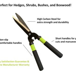 Garden Guru Hedge Shears Clippers for Trimming & Shaping Borders, Decorative Shrubs, Bushes, Grass – 15 inch High Carbon Steel Gardening Hedge Clippers & Shears with Comfort Grip Handles