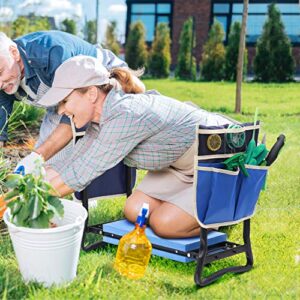 Ohuhu Garden Stool Garden Kneeler and Seat, Foldable Gardening Bench Heavy Duty with Thicker Wider Kneeling Pad 2 Large Tool Pouches Gifts for Women Men Gardener Parents Elders Friends