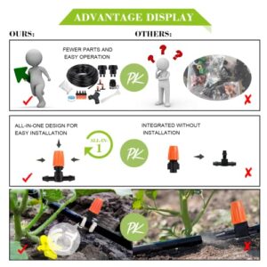 NCUUBR 101 Pcs Drip Irrigation Kit, Garden Irrigation System with 99FT 1/4" Distribution Tubing Hose, Adjustable Plant Watering Sprinkler System for Garden Lawn, Patio, with Installation Steps