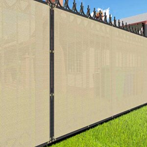 e&k sunrise 6 feet x 50 feet privacy screen fence heavy duty fencing mesh shade net cover for wall garden yard backyard (6 ft x 50 ft, beige)