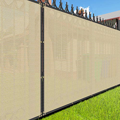 E&K Sunrise 6 feet x 50 feet Privacy Screen Fence Heavy Duty Fencing Mesh Shade Net Cover for Wall Garden Yard Backyard (6 ft X 50 ft, Beige)