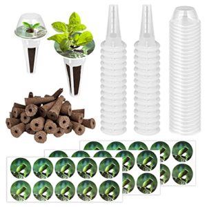 yeepec 120 pcs seed pods kit compatible with aerogarden, hydroponics garden accessories for starting system, plant pod including 30 grow sponges, baskets, domes and labels, white, (spzz11)
