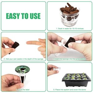 YEEPEC 120 Pcs Seed Pods Kit Compatible with Aerogarden, Hydroponics Garden Accessories for Starting System, Plant Pod Including 30 Grow Sponges, Baskets, Domes and Labels, white, (SPZZ11)