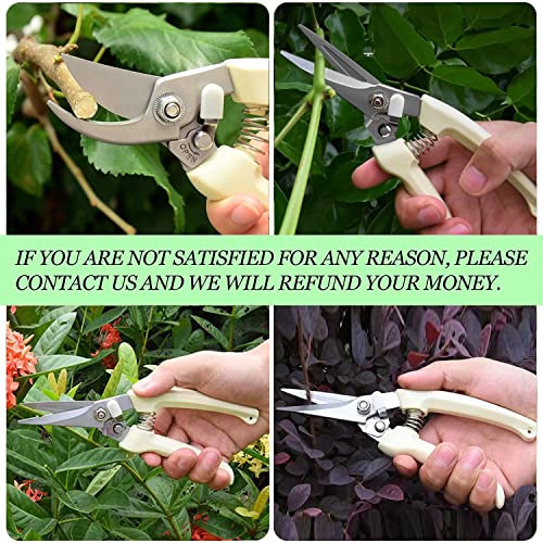 MEPEREZ Pruners, pruning shears heavy duty, premium garden scissors for hedge, bonsai, floral, small stem, orchard and vegetable pick, upgraded, gardening tools anvil snips, plant clippers 2 pack