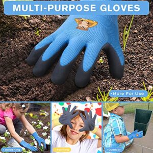 OUMEE 4-Pairs Kids Gardening Gloves for Age 3-9 Natural Latex Coated Garden Yard Work Gloves for Toddlers Girls Boys (XX-Small (Pack of 4))