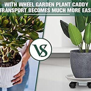 Tongzhi 3pcs 13inch Plant Caddy with Built-in Water Container and 4 Wheels, Garden Rolling Planter Trolley with Wheels, Plant Stand with 2 Lockable Wheels, Load Capacity 130 lbs