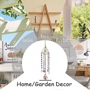 H&D HYALINE & DORA Crystal Suncatcher Wind Chimes,Window Hanging Ornament,Chandelier Aurora Rainbow Crystal Prisms Ornament Garden Outdoor Decoration Pendant