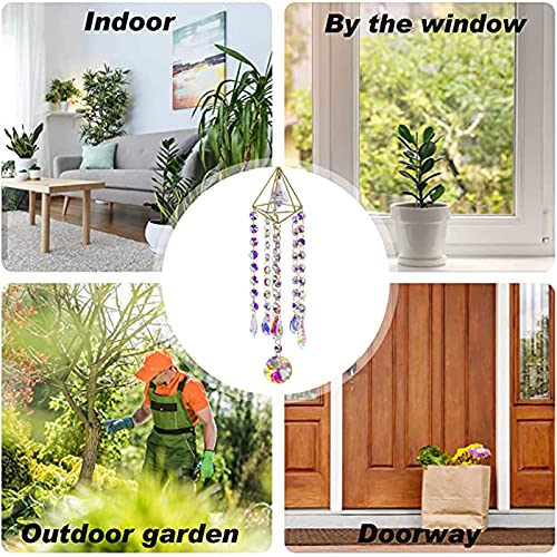 H&D HYALINE & DORA Crystal Suncatcher Wind Chimes,Window Hanging Ornament,Chandelier Aurora Rainbow Crystal Prisms Ornament Garden Outdoor Decoration Pendant