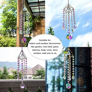 H&D HYALINE & DORA Crystal Suncatcher Wind Chimes,Window Hanging Ornament,Chandelier Aurora Rainbow Crystal Prisms Ornament Garden Outdoor Decoration Pendant