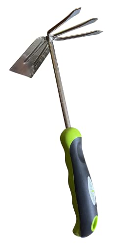 Garden Guru Hand Cultivator Rake Hoe Tiller Tool - Stainless Steel for Ultimate Strength - Rust Resistant - Ergonomic Handle - Great for Gardening Cultivating Loosening Weeding