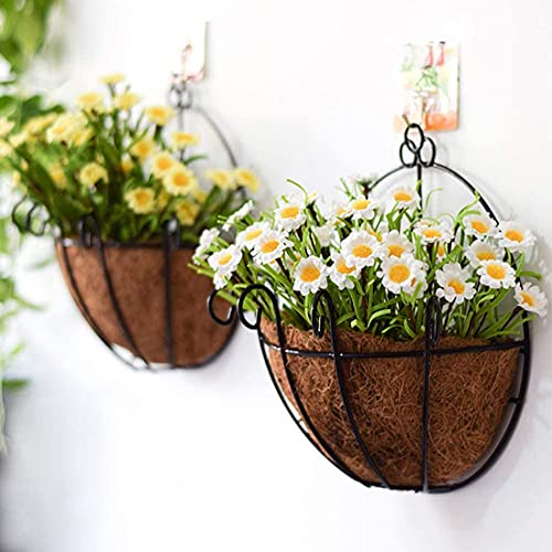 Metal Hanging Planter Basket with Coco Coir Liner Wall Mount Wire Plant Holder for Indoor Outdoor Garden Porch and Balcony (2 Pack) (10 inch)