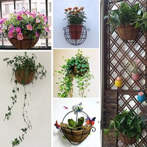 Metal Hanging Planter Basket with Coco Coir Liner Wall Mount Wire Plant Holder for Indoor Outdoor Garden Porch and Balcony (2 Pack) (10 inch)