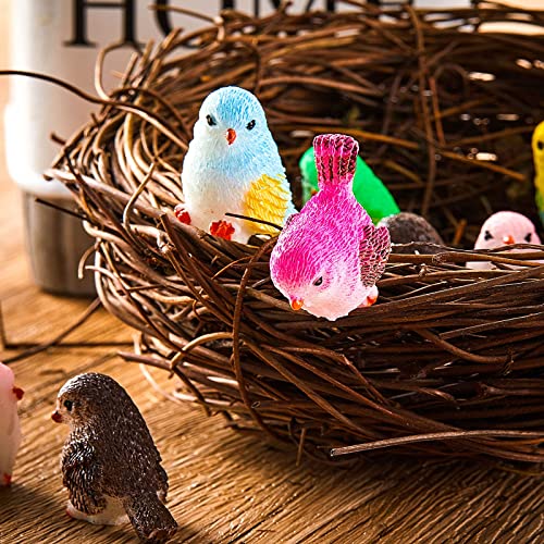 Miniature Bird Figurines Bird Decorative Figurines Dollhouse Simulation Bird Figures Toy Mini Bird Figures Cute Animal Model for Fairy Garden, Miniatures Moss Decoration, Micro Landscape (24 Pieces)