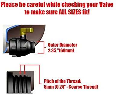 PATIFUN 275 330 G IBC Drain Adapter 2 3/8" (60mm) S60X6 But Coarse Thread X 3/4" BSP/NPT Garden Hose Male G Hose Tote Adapter Drain Plug Connector