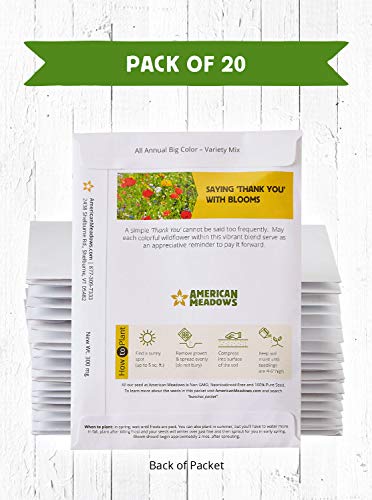 American Meadows Wildflower Seed Packets "Thank You Bunches" Party Favors (Pack of 20) - Express Gratitude with a Wildflower Seed Mix, Great Addition or Alternative to Thank You Cards