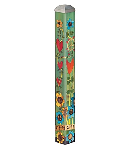 Studio M Love Grows Here 16" Mini Art Pole Small Decorative Indoor/Outdoor Garden Post, Great Gift, Stake Included for Easy Installation, No Digging - Made in The USA