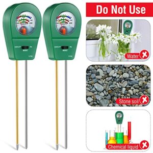 Soil Tester 3 in 1 Moisture/Fertility/pH Tester Garden Planting Kit, Soil pH Sensor Meter for Plant Care, Water Hydrometer Humidity Tester for Indoor Outdoor Lawn Patio Farm Use, No Battery Required