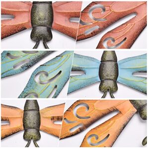 Awareisn Metal Dragonfly Outdoor Wall Decor Dragonfly Metal Wall Art Outdoor Hanging Decorations for Garden Shed,Yard,Patio,Fence,Porch,Orange Blue Red 13.77x9.84 inches 3 Pack