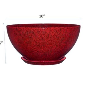 Classic Home and Garden 9010D-376R 10" Rosie Bowl Planter, Lava Red