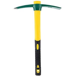 zoenhou 17.7 inch pick mattock hoe, forged garden pick, weeding mattock hoe agriculture hand tools with heavy-duty fiberglass handle for weeding cultivating camping or prospecting