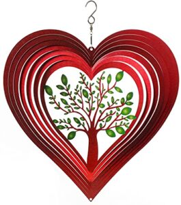 heart wind spinners for yard and garden, metal ornaments for garden décor, outdoor wind spinner, heart décor gifts, outdoor garden decoration, 12 inch heart wall décor by iseo