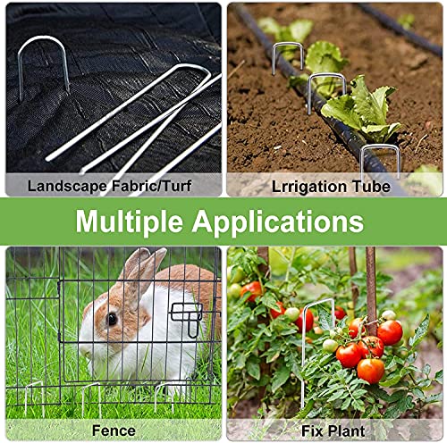 U&MEI Landscape Staples, 8" Heavy-Duty Garden Stakes Ground Landscape Pins,U-Shaped Galvanized Securing Weed Fabric Landscape Fabric Netting Ground Sheets and Camping Tent 50 Pack (8.0inch)