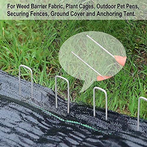 U&MEI Landscape Staples, 8" Heavy-Duty Garden Stakes Ground Landscape Pins,U-Shaped Galvanized Securing Weed Fabric Landscape Fabric Netting Ground Sheets and Camping Tent 50 Pack (8.0inch)