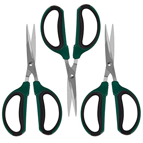 PowGrow 3-Pack Bonsai Shears Garden Pruning Scissors with 60mm Straight Stainless Steel Blades, Trimming Pruner Scissors with Precision Blades and Ergonomic Comfort Grip Handles