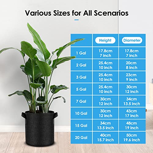 Lumo-X Grow Bags 15 Gal 5 Packs with Heavy Duty Thickened Nonwoven Fabric and Handles for Indoor&Outdoor Garden Plants, Vegetable, Flowers, Potato (1 Pack Pruning Snips Included)