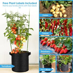 Lumo-X Grow Bags 15 Gal 5 Packs with Heavy Duty Thickened Nonwoven Fabric and Handles for Indoor&Outdoor Garden Plants, Vegetable, Flowers, Potato (1 Pack Pruning Snips Included)