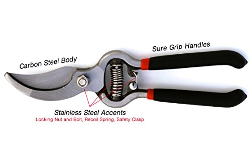 Garden Guru Indestructible All Steel Pruning Shears Scissors Clippers - Professional Bypass Hand Pruner - High Performance Forged Steel - Comfort Grip Handles - Perfect for Gardening Trimming Pruning