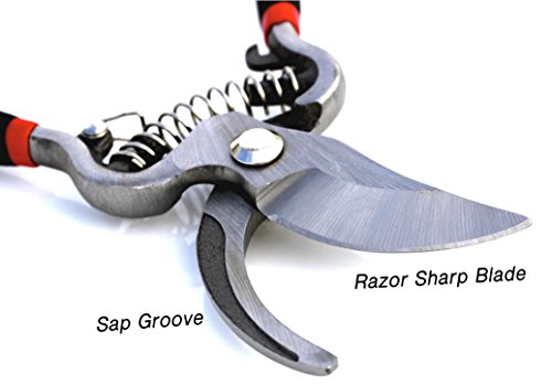 Garden Guru Indestructible All Steel Pruning Shears Scissors Clippers - Professional Bypass Hand Pruner - High Performance Forged Steel - Comfort Grip Handles - Perfect for Gardening Trimming Pruning