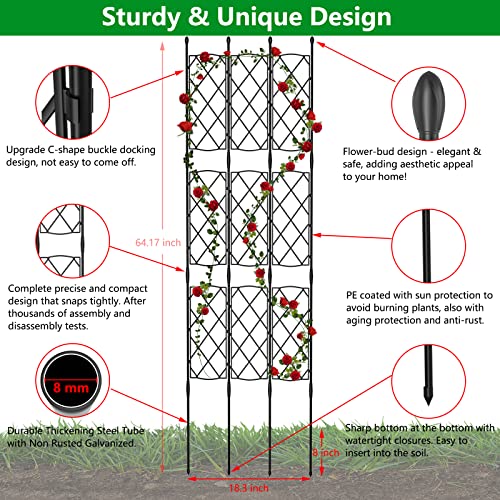 MYard Garden Trellis for Climbing Plants Outdoor, Plant Trellis Frame for Potted Plants, 64" Tall Vegetable Plant Support for Flowers Vegetable Vine Indoor Outdoor