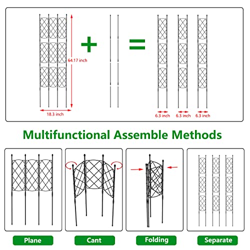 MYard Garden Trellis for Climbing Plants Outdoor, Plant Trellis Frame for Potted Plants, 64" Tall Vegetable Plant Support for Flowers Vegetable Vine Indoor Outdoor