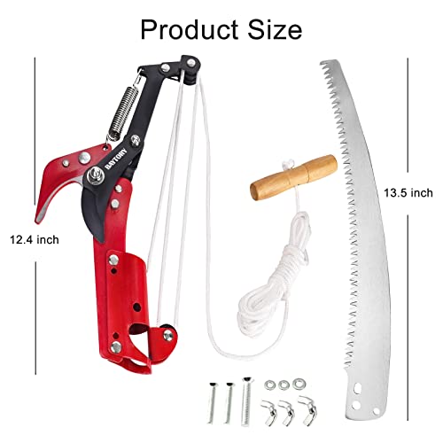 BAYTORY Extendable Tree Pruner Saw Head Without Pole, High-Altitude Branches Trimmer Pruning Shears, Harvester Clipper for Plant Twig Vine, Labor-saving 3 Wheels Garden Trimming Tool