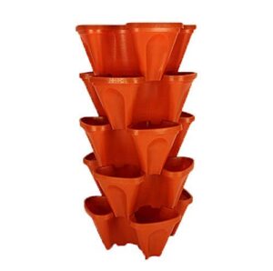 large 64 quart stackable planter 5-pack – grow more in less space – plant pots and stack – diy vertical gardening system – for growing veggies, herbs, garden greens, starwberries (terracotta)