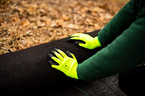 G & F 1516 6 Pairs Pack Premium High Visibility Low emissions Green Work and gardening Gloves for Men and Women. MicroFoam Textured Coated Palm and Fingers Gloves for Gardening Work, X-Large, Green