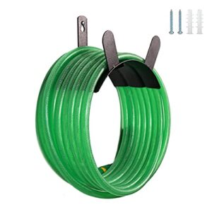wall mount garden hose holder – rustproof metal hose hanger – black water hose holder for outside – holding 125 ft 3/4’’ hose