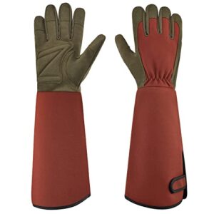 oizen gardening gloves for women and men1, 1 pair of long sleeve rose pruning thorn proof gloves,gardening gifts (medium)