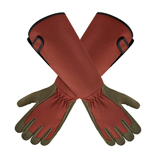 OIZEN Gardening Gloves for Women and Men1, 1 Pair of Long Sleeve Rose Pruning Thorn Proof Gloves,Gardening Gifts (Medium)